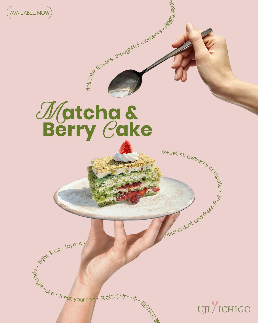 Matcha & Berry Cake post